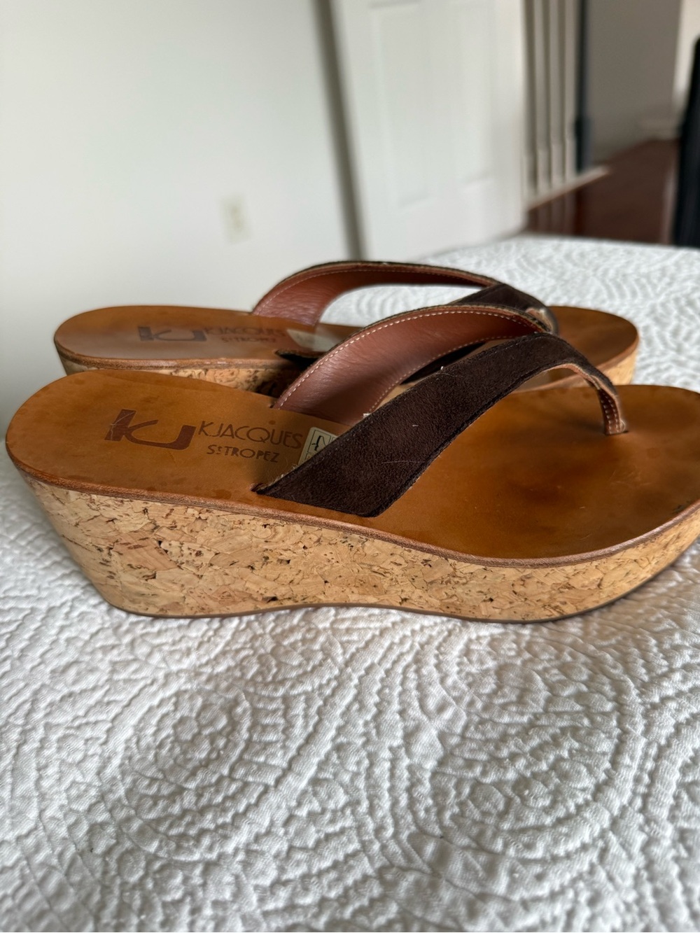 Brown Cork Wedge Sandals